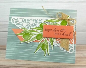 Handmade Sympathy Card - Stampin Up Olive Branch Sympathy – Heal Your Heart - Condolences Card - Card for Grief – Olive Branch Sympathy Card