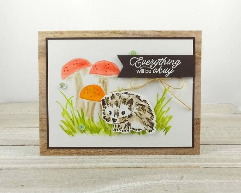 Handmade Card Stampin Up Walk In The Woods Hedgehog Thinking of You Encouragement Everything Will Be Okay Hedgehog & Mushrooms image 7