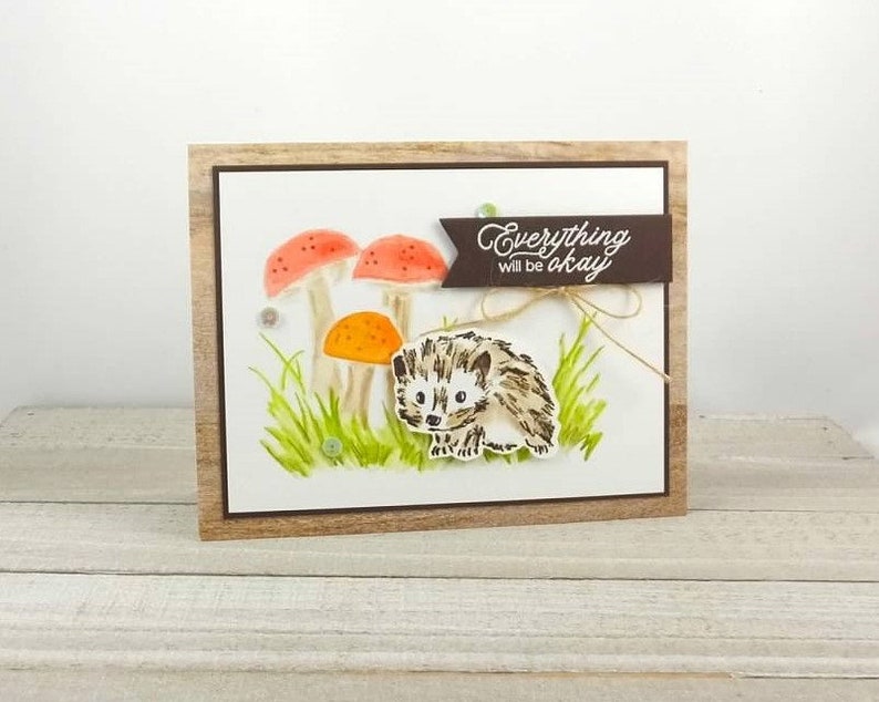 Handmade Card Stampin Up Walk In The Woods Hedgehog Thinking of You Encouragement Everything Will Be Okay Hedgehog & Mushrooms image 3