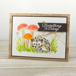 Handmade Card Stampin Up Walk In The Woods Hedgehog Thinking of You Encouragement Everything Will Be Okay Hedgehog & Mushrooms image 5