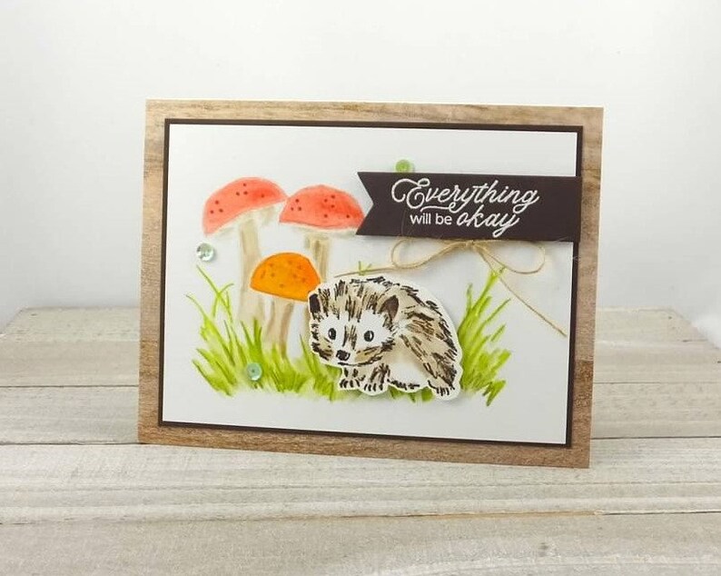 Handmade Card Stampin Up Walk In The Woods Hedgehog Thinking of You Encouragement Everything Will Be Okay Hedgehog & Mushrooms image 5