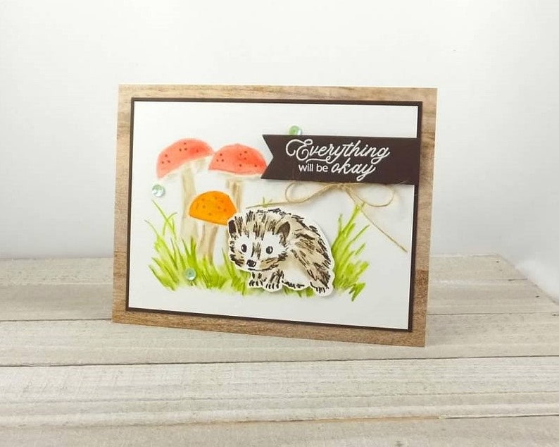 Handmade Card Stampin Up Walk In The Woods Hedgehog Thinking of You Encouragement Everything Will Be Okay Hedgehog & Mushrooms image 2