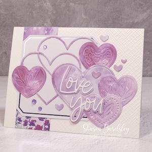 Handmade Valentines Anniversary Card Stampin Up Lovely Lavender Love You Hearts Card Valentines Day Love You Monochromatic Hearts image 2