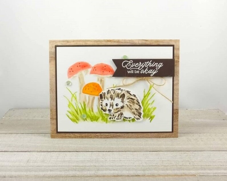 Handmade Card Stampin Up Walk In The Woods Hedgehog Thinking of You Encouragement Everything Will Be Okay Hedgehog & Mushrooms image 4