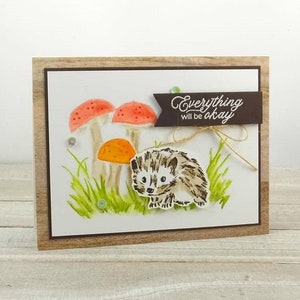 Handmade Card Stampin Up Walk In The Woods Hedgehog Thinking of You Encouragement Everything Will Be Okay Hedgehog & Mushrooms image 6