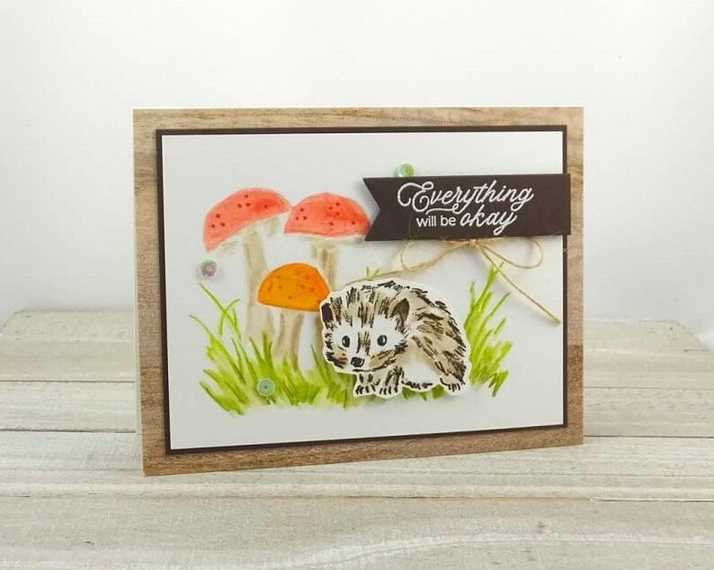 Handmade Card Stampin Up Walk In The Woods Hedgehog Thinking of You Encouragement Everything Will Be Okay Hedgehog & Mushrooms image 6