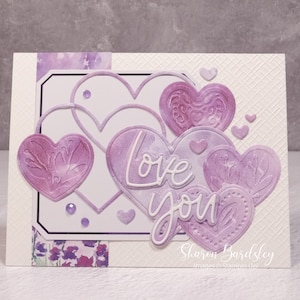 Handmade Valentines Anniversary Card Stampin Up Lovely Lavender Love You Hearts Card Valentines Day Love You Monochromatic Hearts image 3