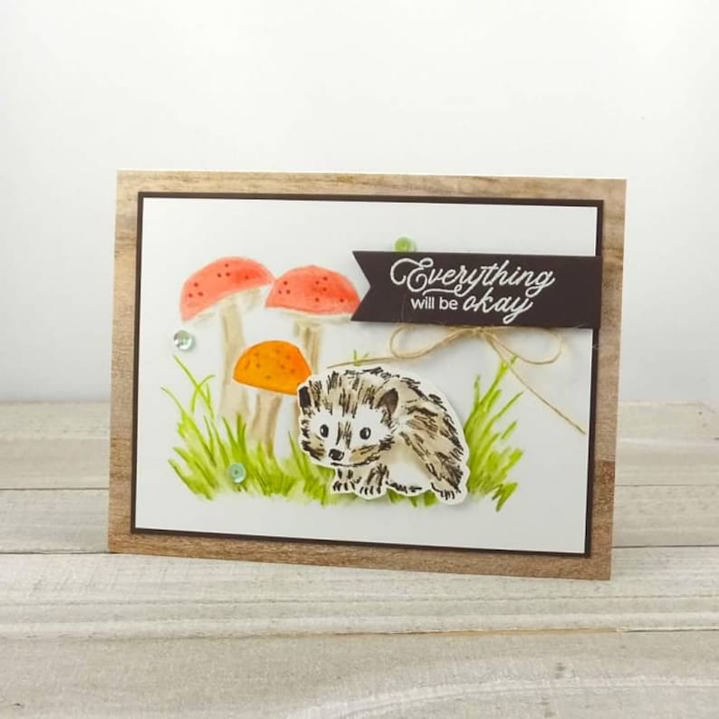 Handmade Card Stampin Up Walk In The Woods Hedgehog Thinking of You Encouragement Everything Will Be Okay Hedgehog & Mushrooms image 1