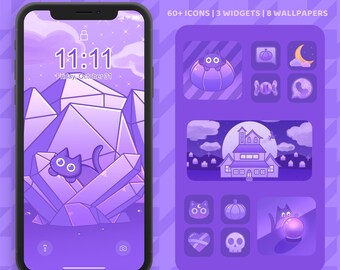 Mystic Midnight App Icons | Halloween Kawaii Theme (Digital Download)