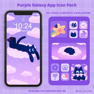 Galaxy Purple | App Icons |  Cute App Icon Pack | iOS & Android App Icons | Home Screen Set | Widgets | Wallpapers | Kawaii Aesthetic