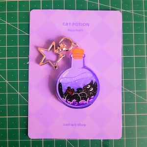 Potion Cat | Cute Black Cat | Acrylic Charm | Cat-Themed Gifts | Keychain|  Animal Keychain | Cute Acrylic Charm