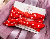 Mommy and me Headband Set, Red and white Mom and me knotted head wrap set, Polka dot Knotted Bow Toddler, Baby girl matching knot Headwrap
