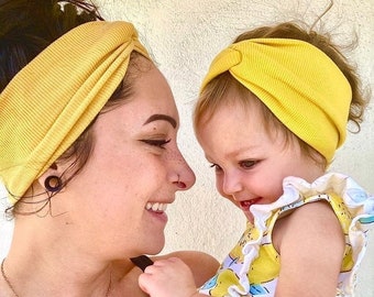 Mommy and Me Headband Set, Ear Warmer Mom and Me knotted head wrap set, Knotted Bow Toddler, Baby girl matching Turban bow knot Head wrap