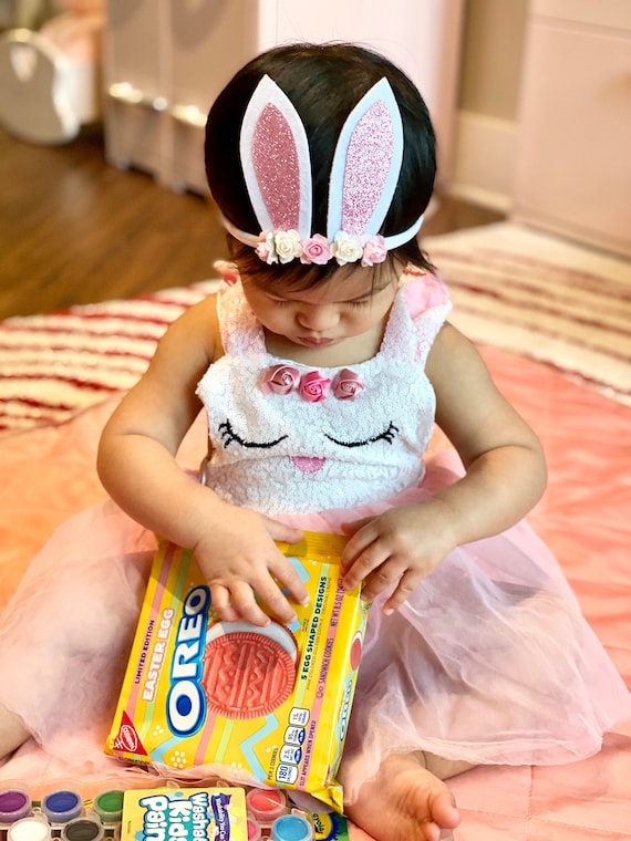 Floral Chevron Bunny Ears Baby/Toddler Nylon Headband