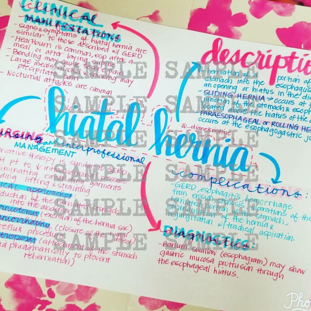 Hiatal Hernia Nursing Notes/ Concept Map Medical Surgical Semester Etsy