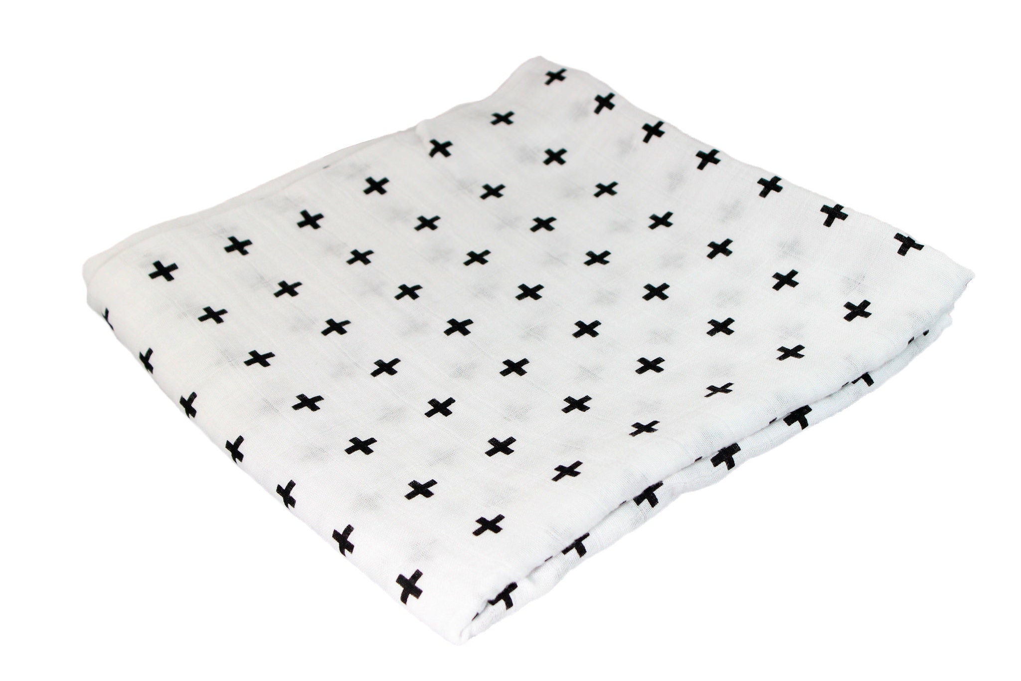 black and white muslin swaddle
