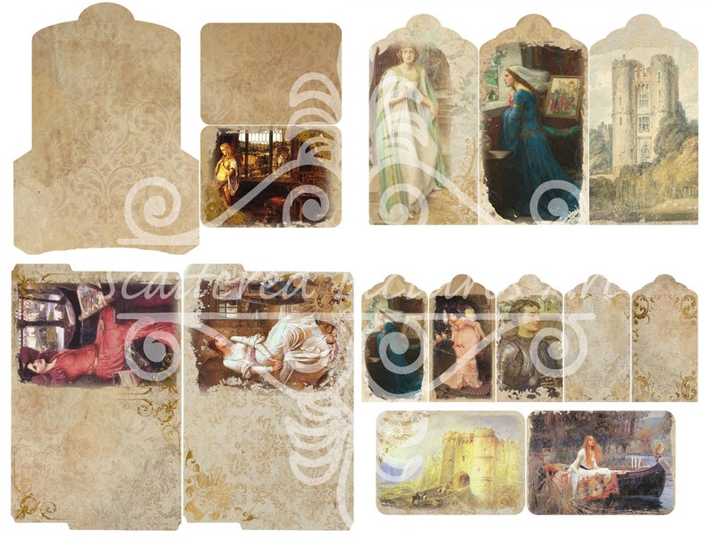 21 Pages The Lady of Shalott Vintage Journal Junk Journal Printable Journal Kit
