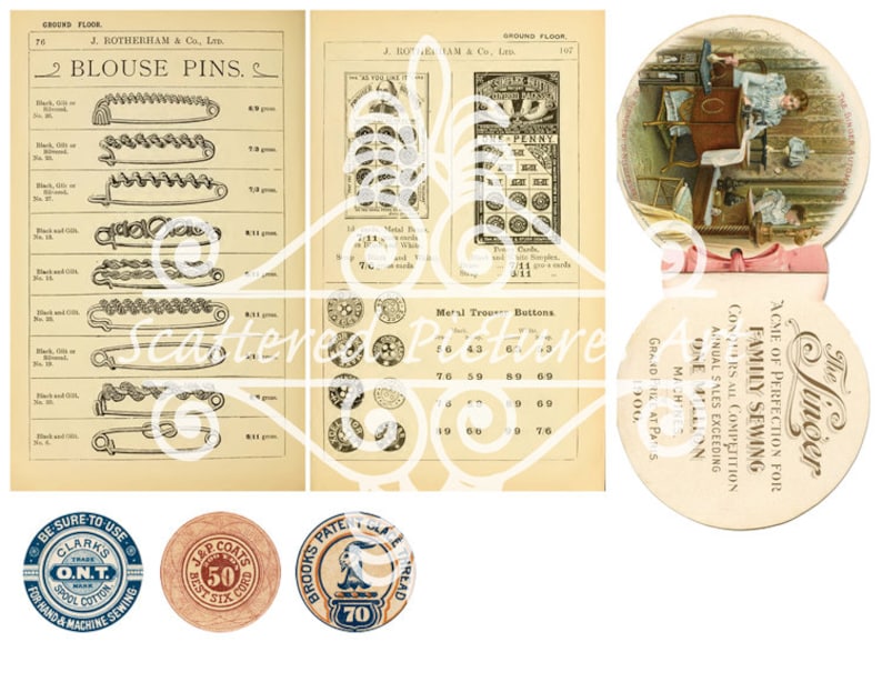 Vintage Sewing Ephemera Digital Printable Ephemera Kit for Etsy