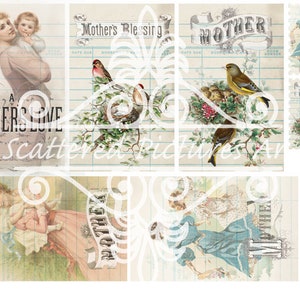 Mother&#39;s Day Library Cards - Printable Ephemera for Junk Journals, Vintage Journals, Scrapbooking, Etc.