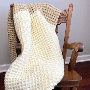 Crochet Waffle Stitch Blanket Pattern Easy Waffle Stitch Afghan Pattern PDF Download image 1