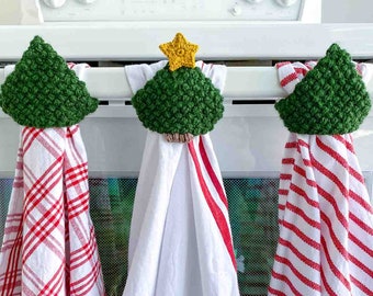 Christmas Kitchen Towel Topper Crochet Pattern | Holiday Crochet Dish Towel Hanger | Crochet Pattern download