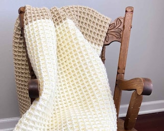 Crochet Waffle Stitch Blanket Pattern | Easy Waffle Stitch Afghan Pattern | PDF Download