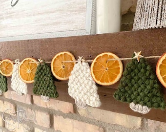 Motif sapin de Noël plat au crochet | Guirlande ou ornement (Patron PDF)