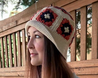 Crochet Granny Square Bucket Hat Pattern | Bucket Hat Granny Square Pattern | PDF Download