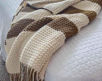 Sequoia Striped Crochet Blanket Pattern | Easy Afghan Pattern | PDF Download