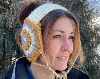 Parker Crochet Head Warmer Pattern | Crochet Headband with Ear Flaps | PDF Crochet Pattern download