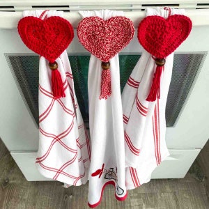 Heart Kitchen Towel Topper Crochet Pattern Crochet Dish Towel Hanger Heart Crochet Pattern download image 2