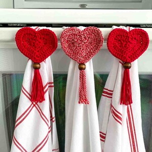 Heart Kitchen Towel Topper Crochet Pattern Crochet Dish Towel Hanger Heart Crochet Pattern download image 3