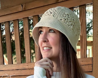 Chapeau carré de grand-mère au crochet | Bob à motif carré de grand-mère | Téléchargement PDF
