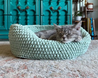 Cozy Cat Bed Crochet Pattern | Crochet Pet Bed PDF | Crochet Dog Bed