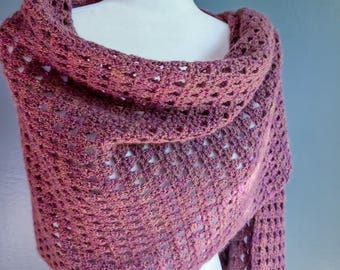 Sandia Crest Shawl Crochet Pattern | Easy Crochet Shawl PDF | Lightweight Rectangular Wrap | Fingering Weight