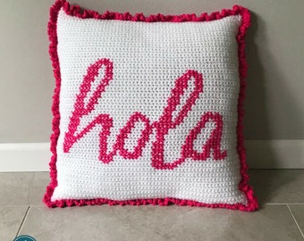 Hola Crochet Pillow Pattern | Crochet Pillow Cover | Crochet Pattern Download