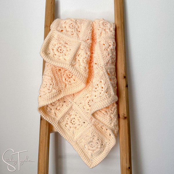 Patrón de manta de bebé con diseño de abuela con cuadrados florales / Patrón de manta de bebé con diseño de abuela con cuadrados / Descarga en PDF