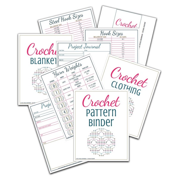 Crochet Pattern Binder | Printable Crochet Pattern Organizer | PDF Download