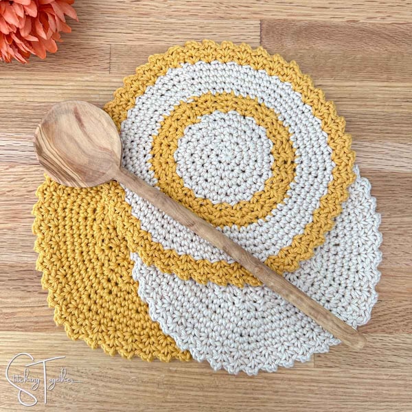 Round Crochet Dishcloth Pattern | PDF Download | Easy Crochet Round Dishcloth