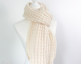 Textured Crochet Scarf Pattern |  Ribbed Scarf Crochet Pattern | PDF Crochet Pattern download