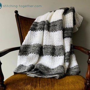 Manta tejida a crochet / Manta tejida a crochet a rayas / Patrón de crochet en PDF / Patrón de manta tejida a crochet