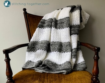 Crochet Throw Blanket | Striped Crochet Blanket | PDF Crochet Pattern | Crochet Blanket Pattern