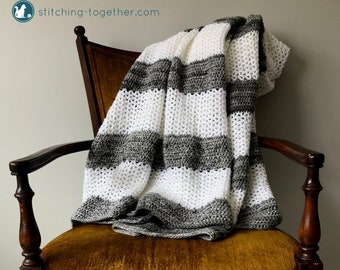 Crochet Throw Blanket | Striped Crochet Blanket | PDF Crochet Pattern | Crochet Blanket Pattern