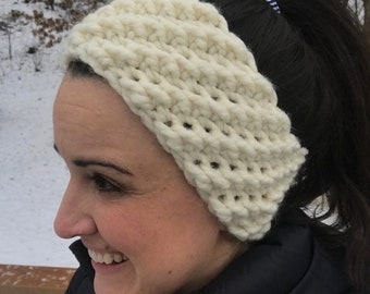 Bovenwindse winter hoofdband haakpatroon | Gehaakt omvangrijk oorwarmerpatroon | PDF-haakpatroon downloaden