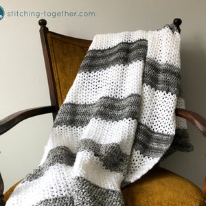 Crochet Throw Blanket Striped Crochet Blanket PDF Crochet Pattern Crochet Blanket Pattern image 2