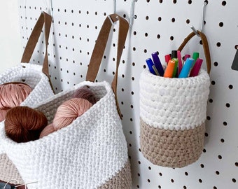 Crochet Pen Holder Pattern | Hanging Small Basket Crochet Pattern | PDF Pattern