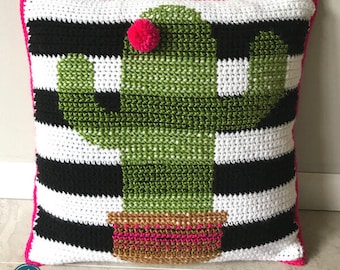 Crochet Cactus Pillow Pattern | Crochet Pillow Cover | Crochet Pattern Download