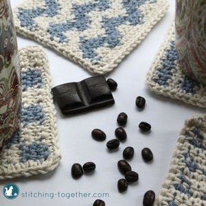 Crochet Farmhouse Coaster Patterns | Four Crochet Patterns | Crochet Pattern download