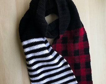 Stripes and Plaid Crochet Scarf Pattern | Buffalo Plaid Crochet | Crochet Scarf Pattern | PDF Download