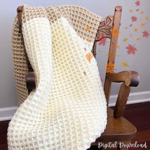 Crochet Waffle Stitch Blanket Pattern | Cozy Fall Throw & Afghan | Easy PDF Crochet Tutorial Download